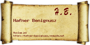 Hafner Benignusz névjegykártya